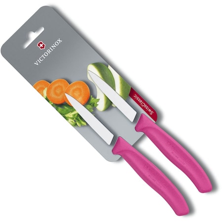 Swiss Army Brands Victorinox Kitchen Swiss Classic Paring - 2 Packs 3.25In Spear Point, Straight Blade Pink Packaged VIC-6.7606.L115B